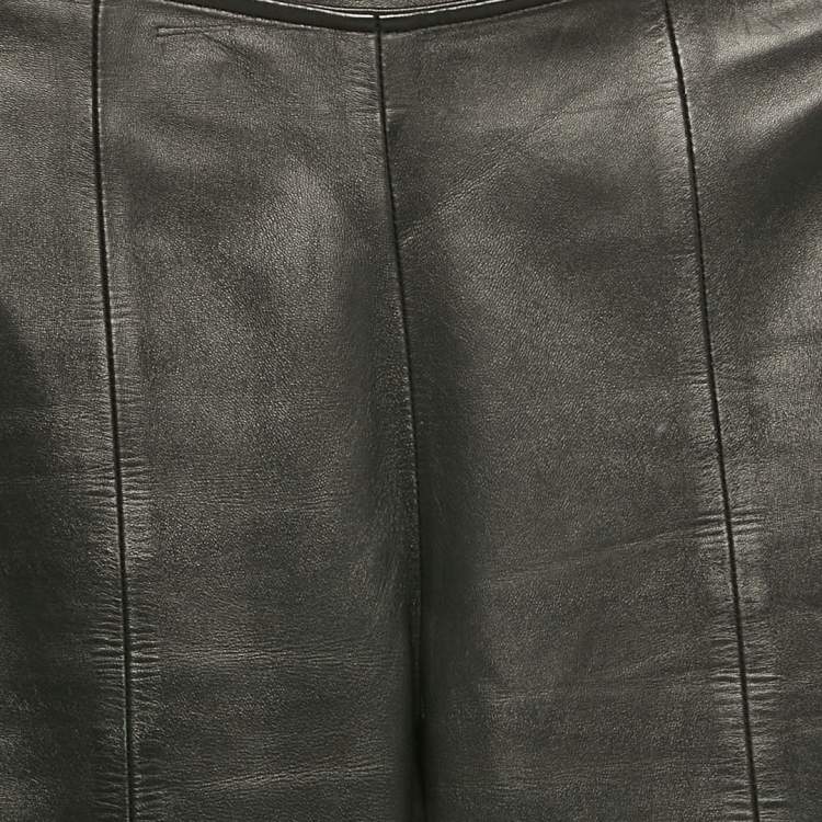 Pre Owned Loewe Black Leather Straight Pants S