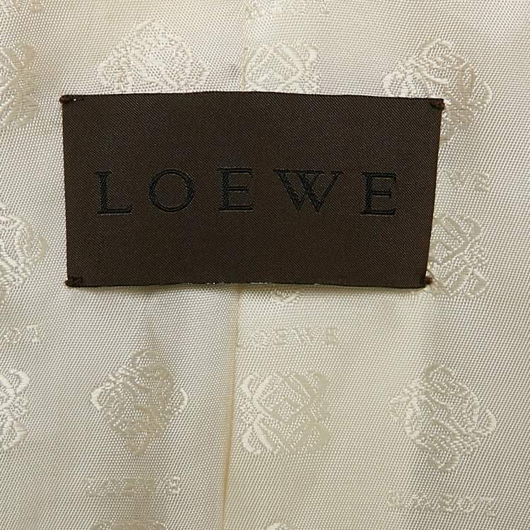 Pre Owned Loewe Off-White Leather Fur Detail Jacket S