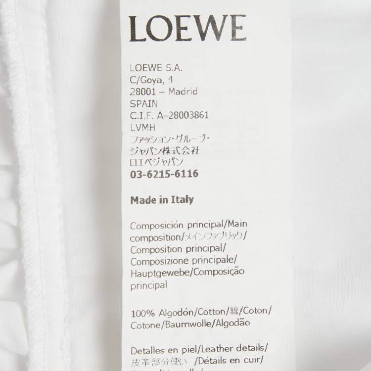 Pre Owned Loewe White Cotton Gathered Tunic Dress S