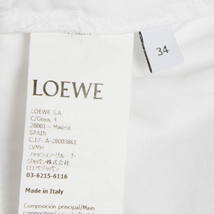 Pre Owned Loewe White Cotton Gathered Tunic Dress S