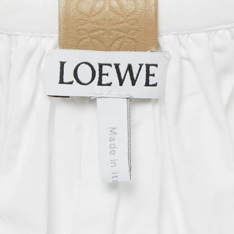 Pre Owned Loewe White Cotton Gathered Tunic Dress S
