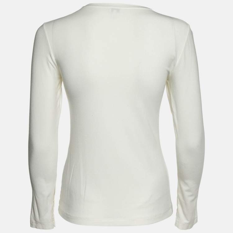 Pre Owned Loewe White Anagram Jersey Long Sleeve T-Shirt M