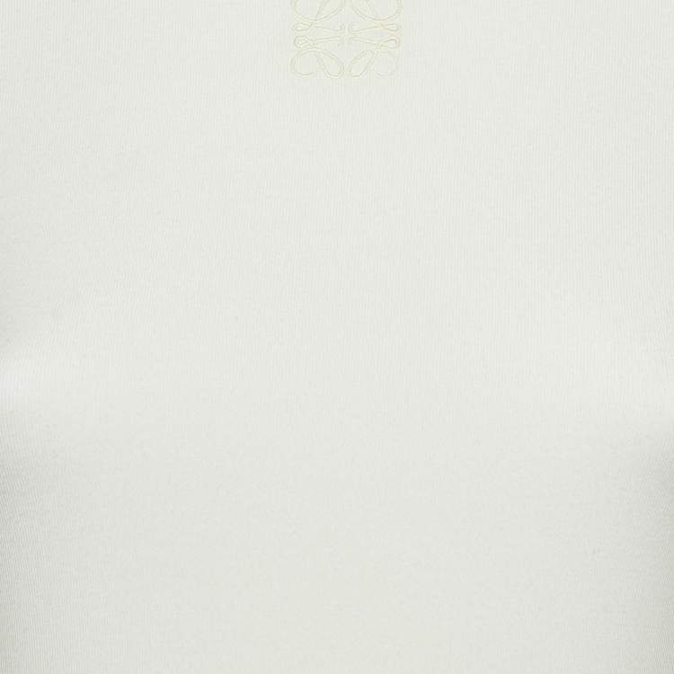 Pre Owned Loewe White Anagram Jersey Long Sleeve T-Shirt M