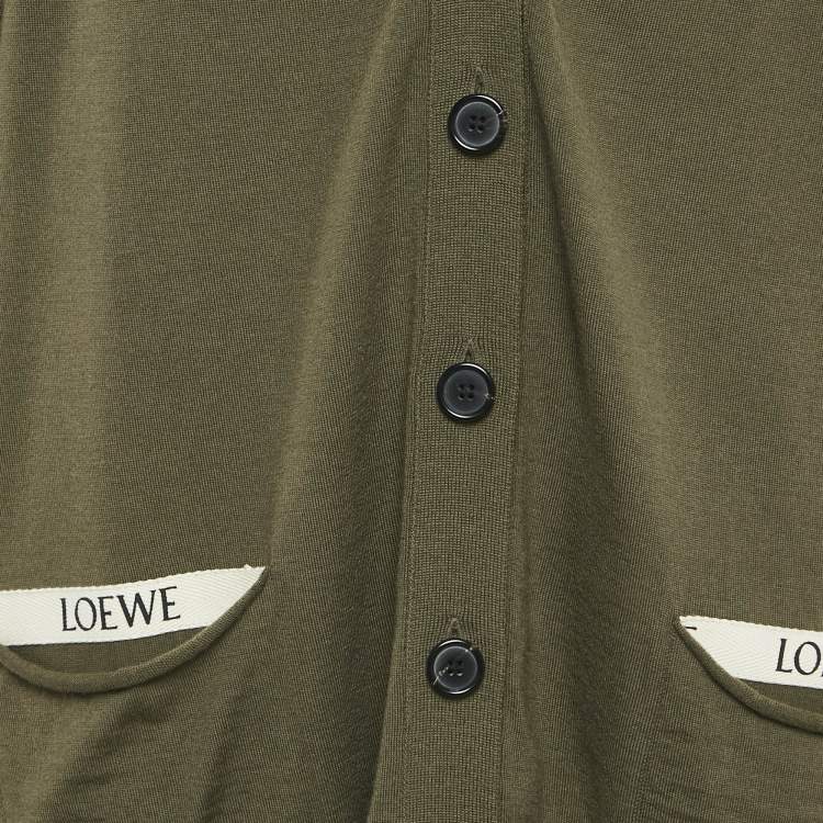 Pre Owned Loewe Green Wool Buttoned Cardigan L