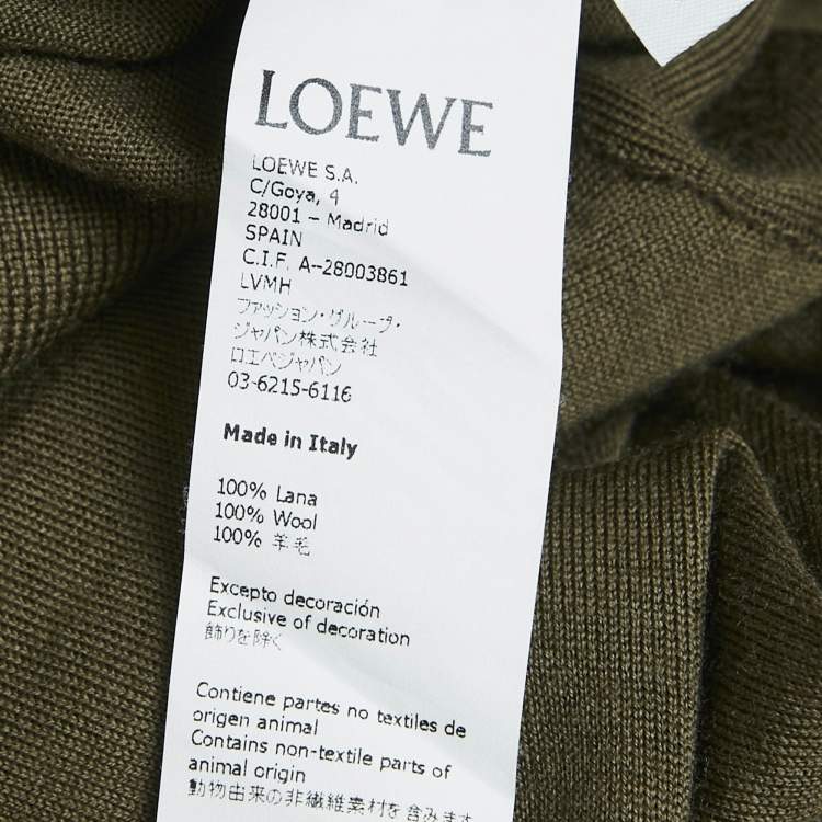 Pre Owned Loewe Green Wool Buttoned Cardigan L