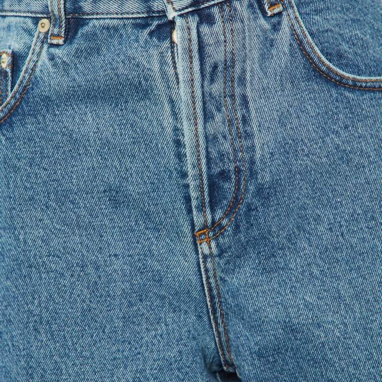 Pre Owned Loewe Blue Denim Anagram Copped Jeans M/Waist 29"