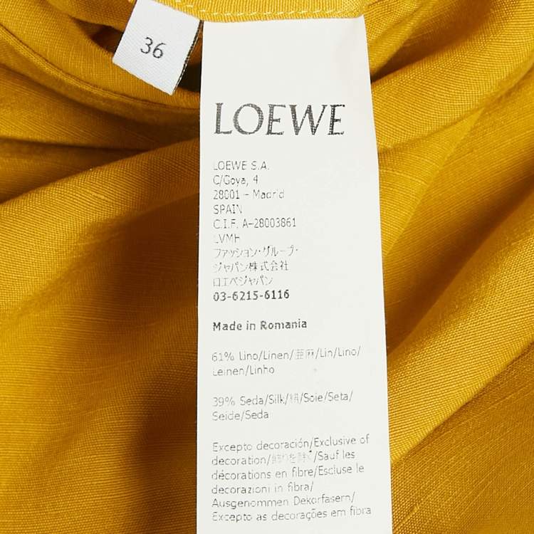 Pre Owned Loewe Yellow Two-Tone Linen Blend Pocket Detail Tunic S