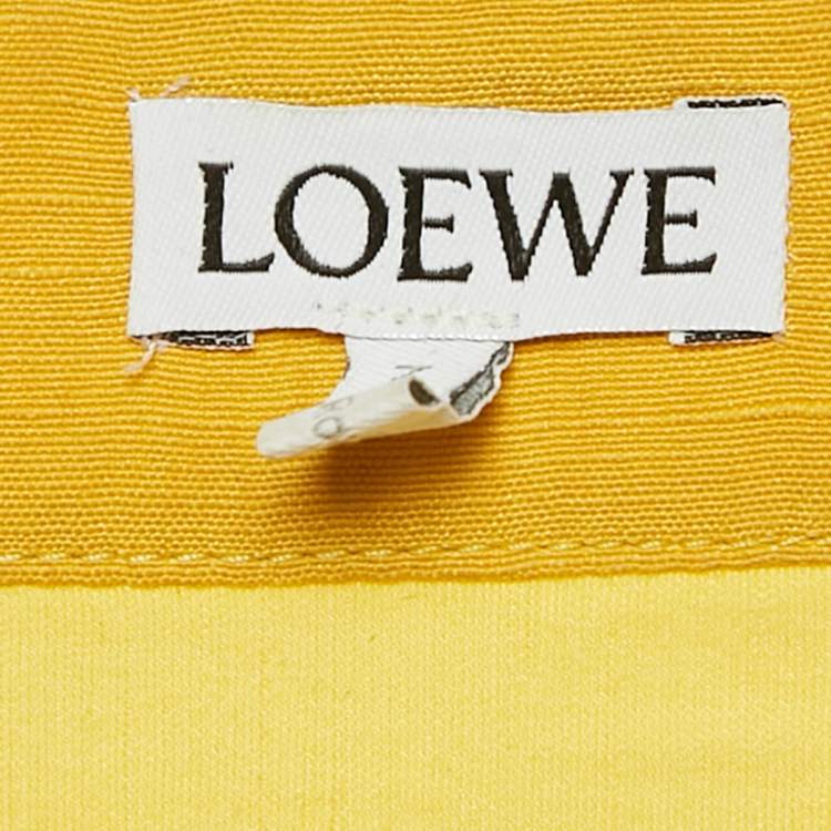 Pre Owned Loewe Yellow Two-Tone Linen Blend Pocket Detail Tunic S