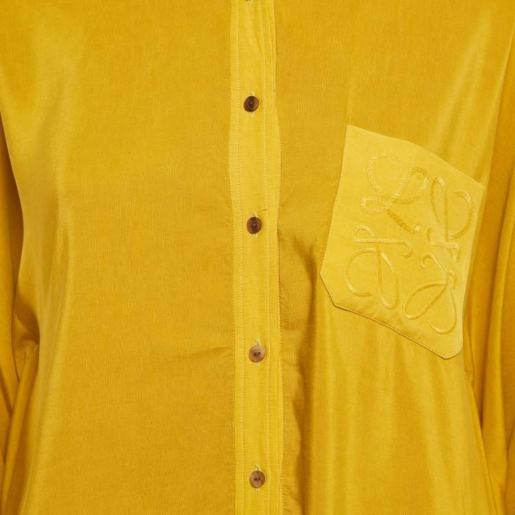 Pre Owned Loewe Yellow Two-Tone Linen Blend Pocket Detail Tunic S