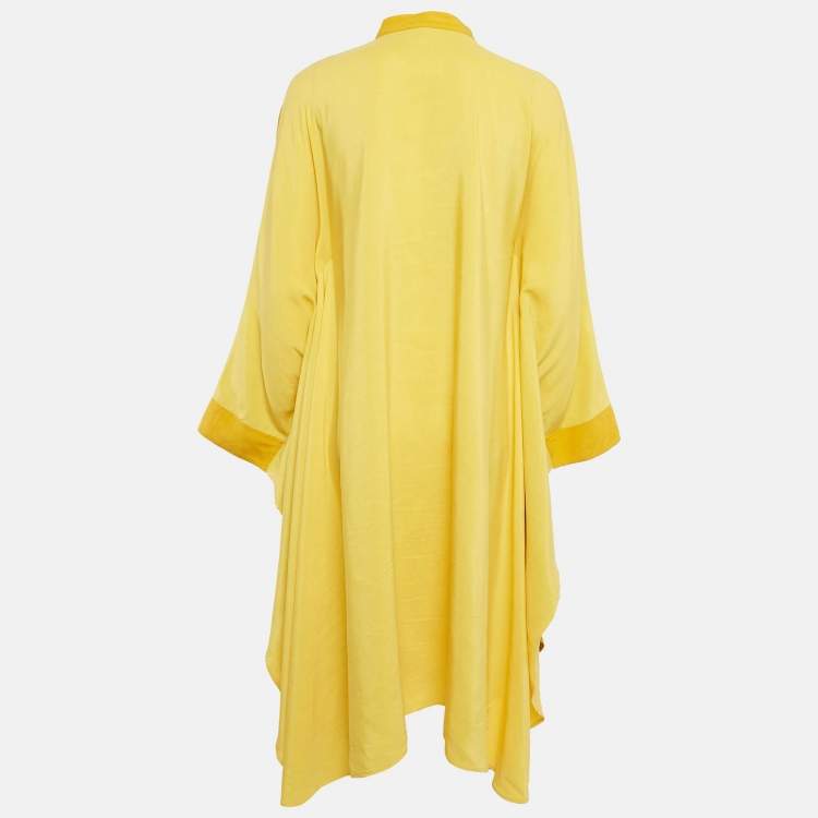 Pre Owned Loewe Yellow Two-Tone Linen Blend Pocket Detail Tunic S