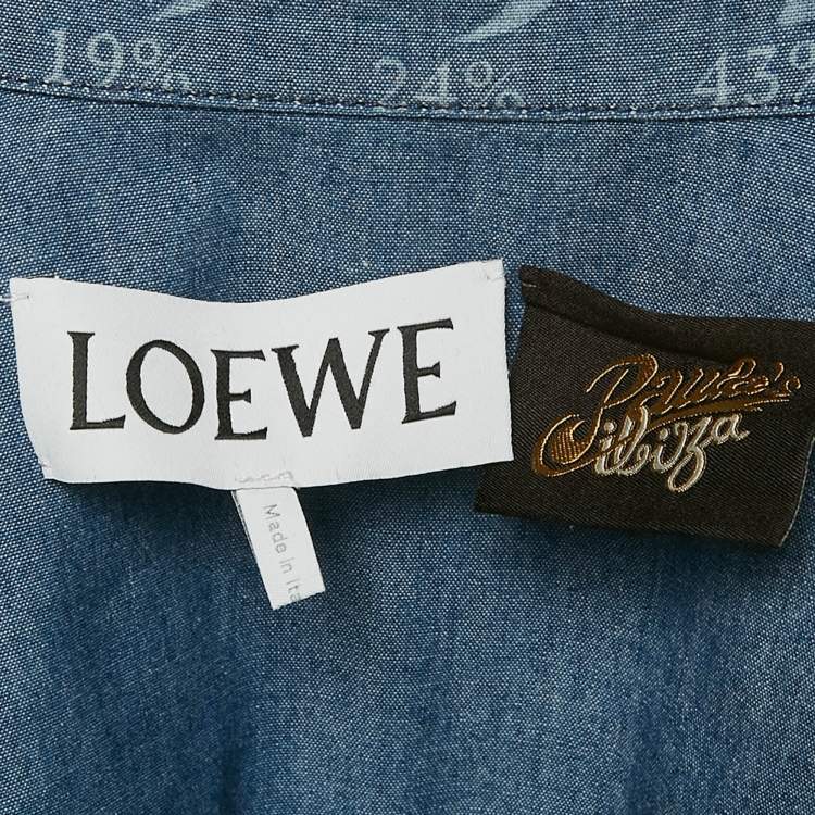 Pre Owned Loewe x Paula's Ibiza Blue Moon-Print Denim Workwear Shirt M
