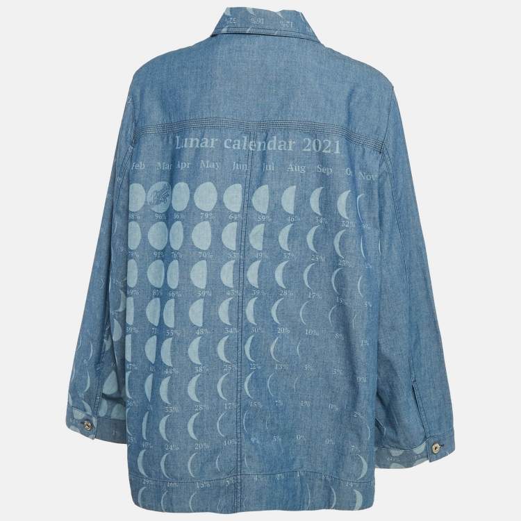 Pre Owned Loewe x Paula's Ibiza Blue Moon-Print Denim Workwear Shirt M