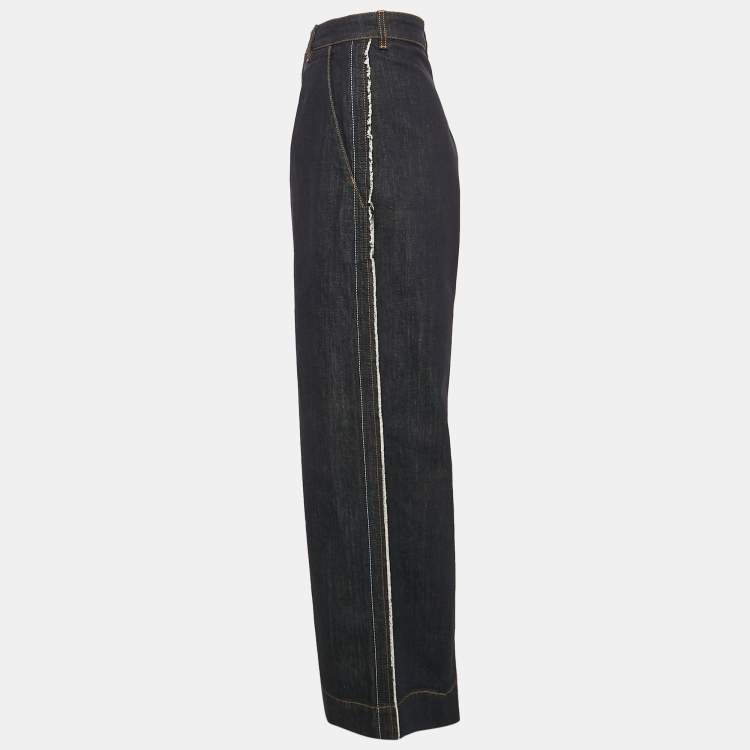 Pre Owned Loewe Navy Blue Denim Wide Leg Jeans M Waist 28"