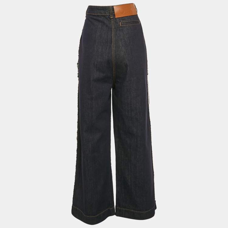 Pre Owned Loewe Navy Blue Denim Wide Leg Jeans M Waist 28"