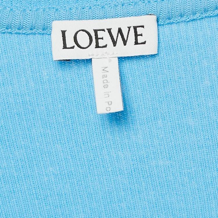 Pre Owned Loewe Blue Anagram Embroidery Rib Knit Tank Top M