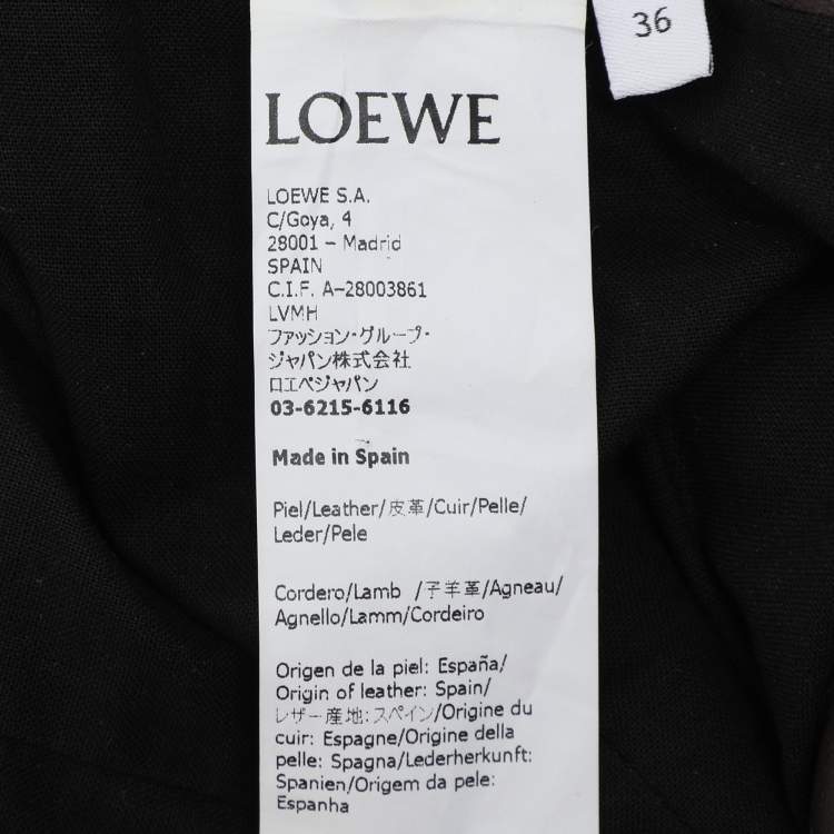 Pre Owned Loewe Brown/Black Leather Wide Leg Trouser S