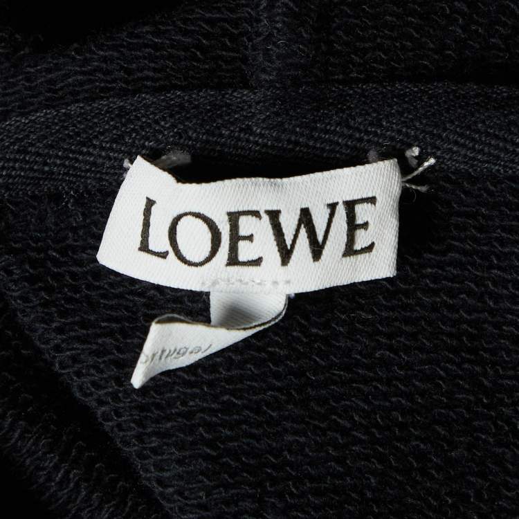 مملوكة مسبقًا Loewe Navy Blue Anagram Embroidered Cotton Hoodie S