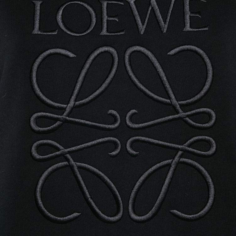 Pre Owned Loewe Black Logo Embroidery Cotton Crew Neck Sweatshirt S