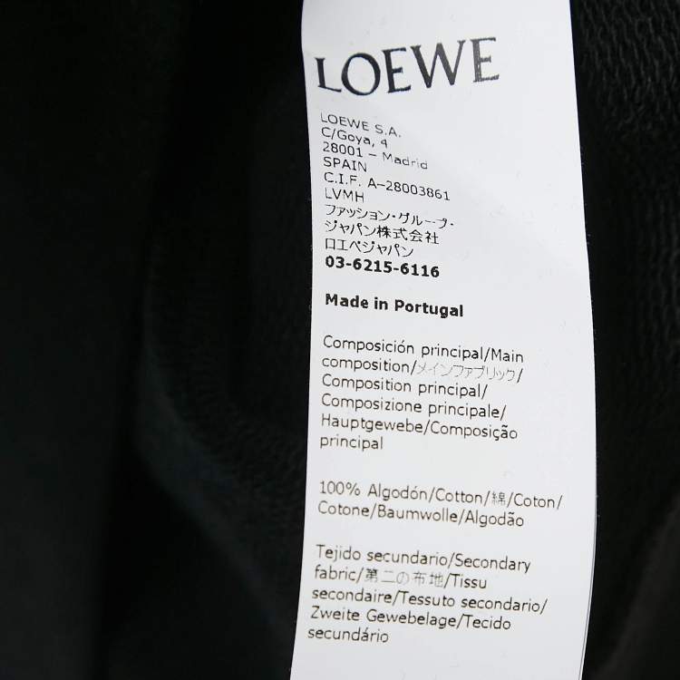Pre Owned Loewe Black Logo Embroidery Cotton Crew Neck Sweatshirt S