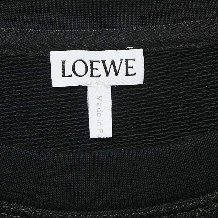 Pre Owned Loewe Black Logo Embroidery Cotton Crew Neck Sweatshirt S