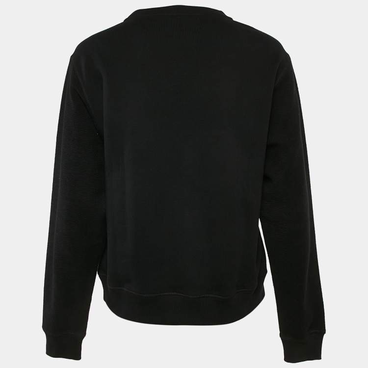 Pre Owned Loewe Black Logo Embroidery Cotton Crew Neck Sweatshirt S