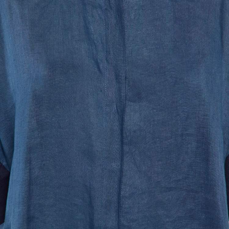 Pre Owned Loewe X Paula's Ibiza Blue Linen Button Front Oversized Shirt S 
