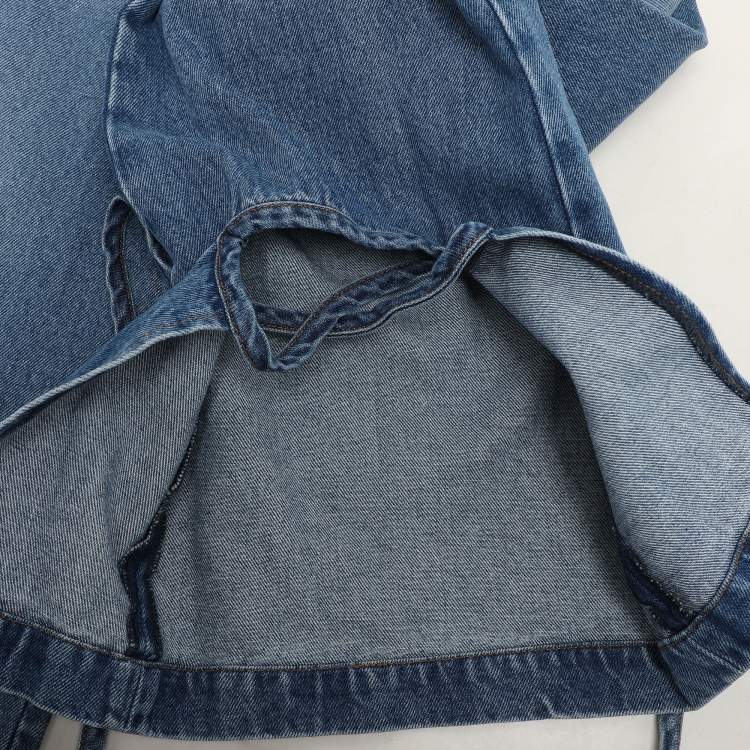 Pre Owned Loewe Washed Blue Denim Tie Cut Panel Jeans S
