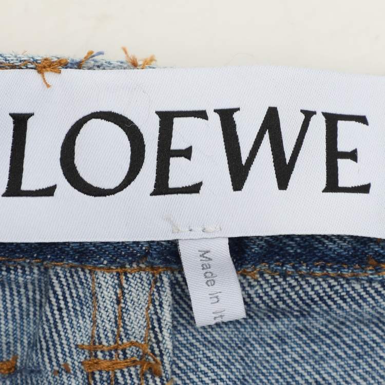 Pre Owned Loewe Washed Blue Denim Tie Cut Panel Jeans S