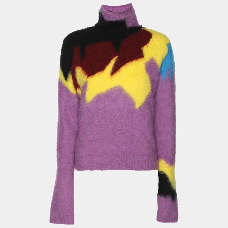 Pre Owned Loewe Multicolor High-Neck Intarsia Knit Sweater M