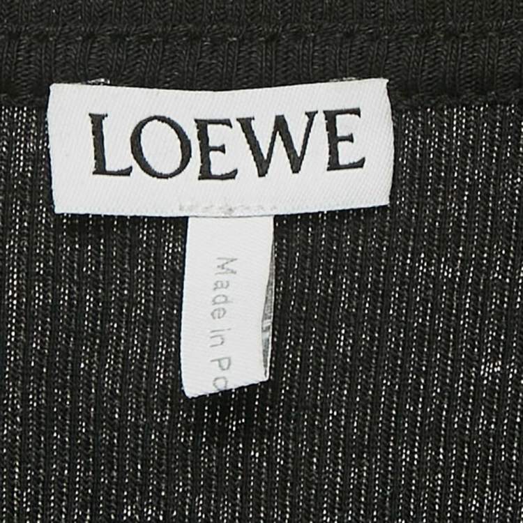 Pre Owned Loewe Black Anagram Embroidered Rib Knit Tank Top S