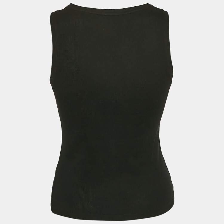 Pre Owned Loewe Black Anagram Embroidered Rib Knit Tank Top S