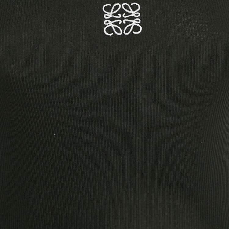 Pre Owned Loewe Black Anagram Embroidered Rib Knit Tank Top S