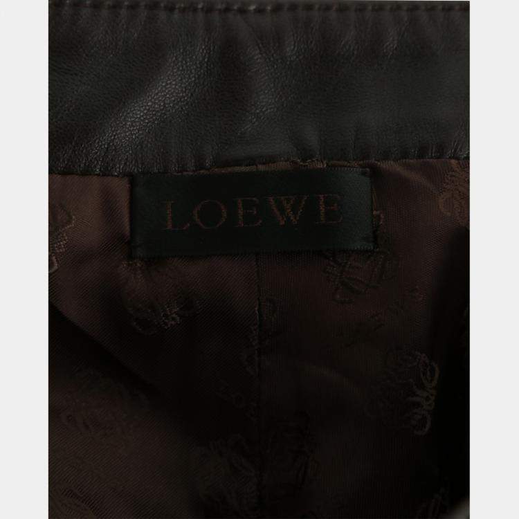 Pre Owned Loewe Brown Leather Long Pants EU 38