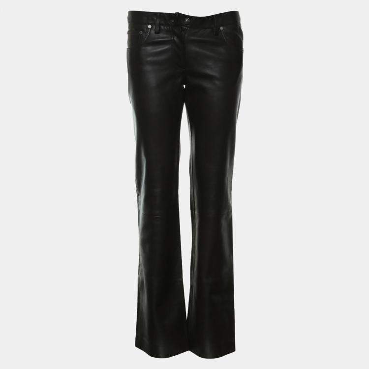 Pre Owned Loewe Brown Leather Long Pants EU 38