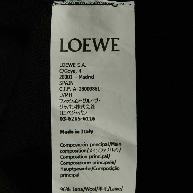 Pre Owned Loewe Black Padded 3D Anagram Wool Crewneck Sweatshirt M