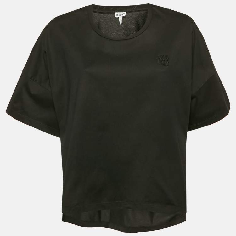 Pre Owned Loewe Black Anagram Embroidered Cotton Crew Neck T-Shirt S