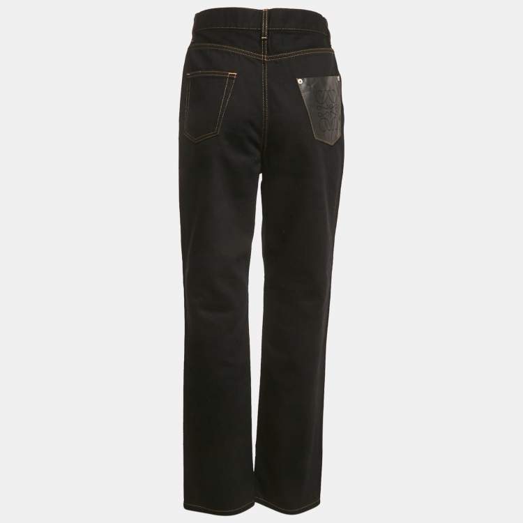 Pre Owned Loewe Black Denim High Rise Anagram Pocket Detail Jeans L Waist 30" 