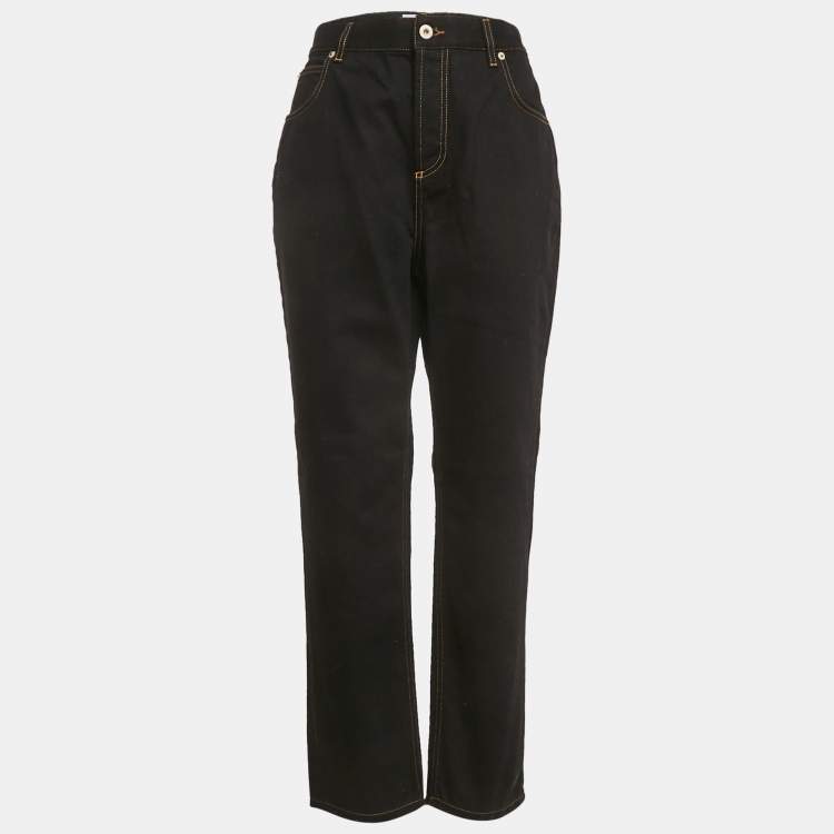 Pre Owned Loewe Black Denim High Rise Anagram Pocket Detail Jeans L Waist 30" 