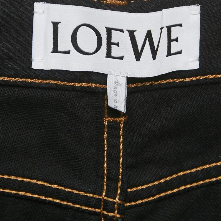 Pre Owned Loewe Black Denim High Rise Anagram Pocket Detail Jeans L Waist 30" 