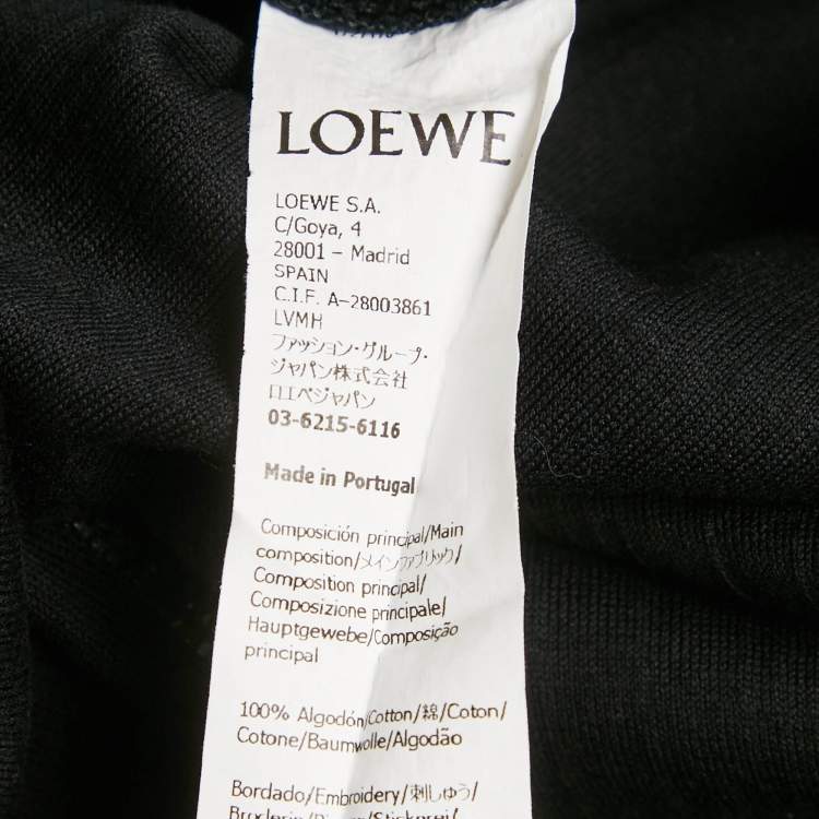 Pre Owned Loewe Black Angaram Embroidered Rib Knit Fitted Crop Top L