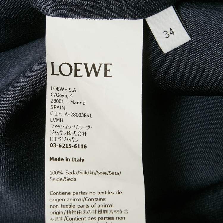 Pre Owned Loewe Navy Blue Satin Chain Detail Short Shirt Dress S
