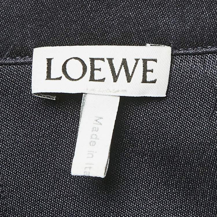 Pre Owned Loewe Navy Blue Satin Chain Detail Short Shirt Dress S