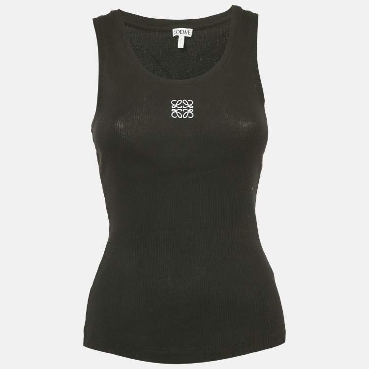Pre Owned Loewe Black Anagram Embroidery Rib Knit Tank Top S