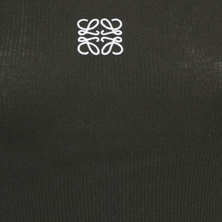 Pre Owned Loewe Black Anagram Embroidery Rib Knit Tank Top S