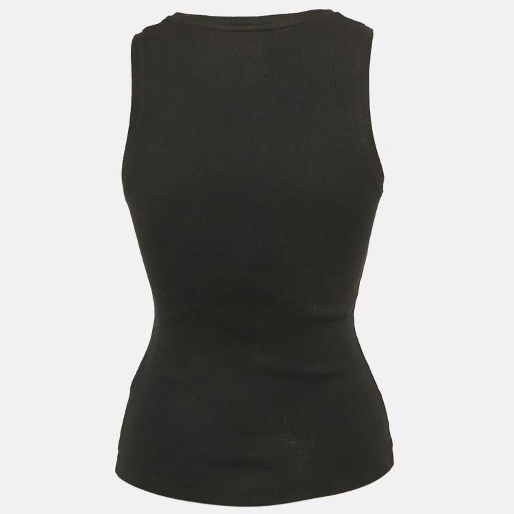 Pre Owned Loewe Black Anagram Embroidery Rib Knit Tank Top S