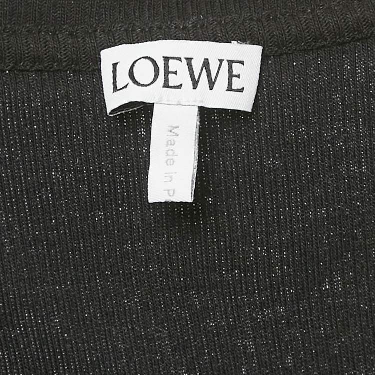 Pre Owned Loewe Black Anagram Embroidery Rib Knit Tank Top S