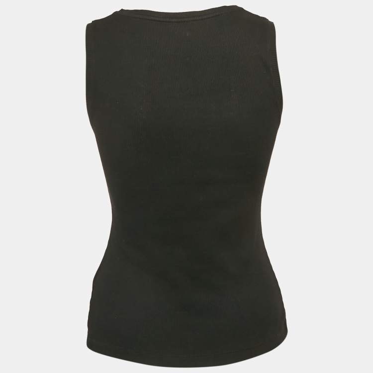 Pre Owned Loewe Black Anagram Embroidery Rib Knit Tank Top S