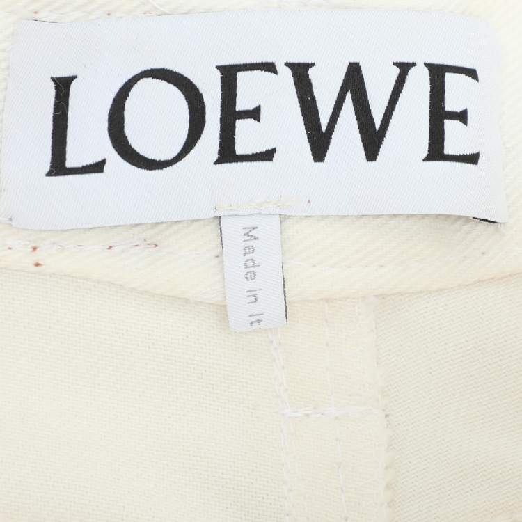 Pre Owned Loewe White Denim Asymmetric Hem Jeans S