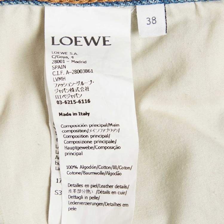 Pre Owned Loewe Light Blue Denim Anagram Detail Straight Leg Jeans M Waist 28"