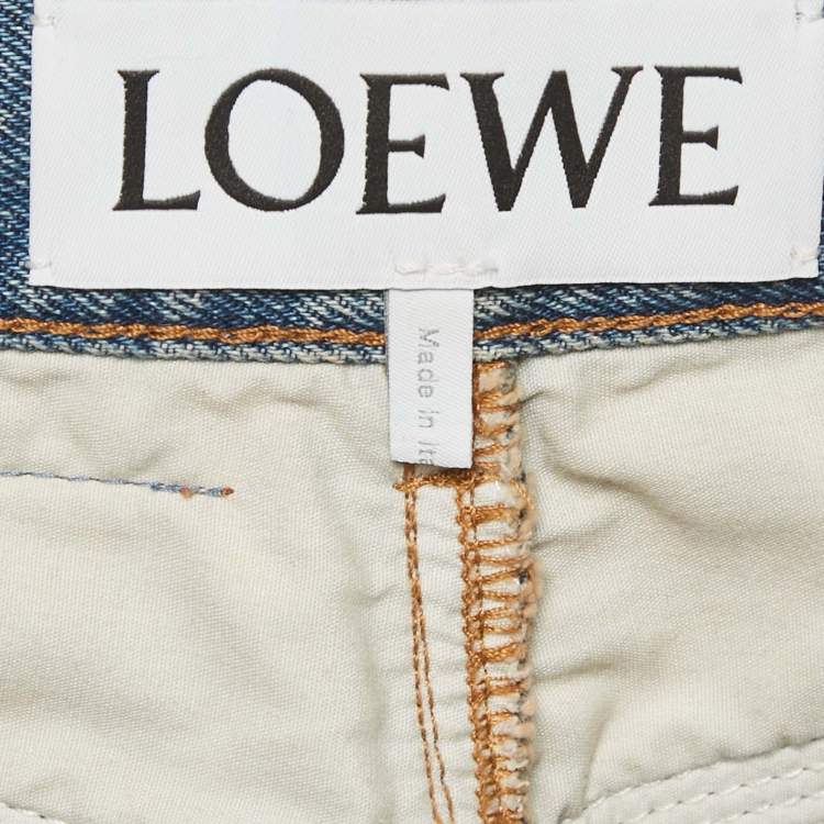 Pre Owned Loewe Light Blue Denim Anagram Detail Straight Leg Jeans M Waist 28"